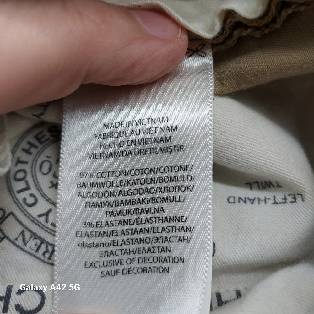 Polo Ralph Lauren Mens 34x27 Tan Stretch Classic Fit‎ Chino Cotton Twill Pants